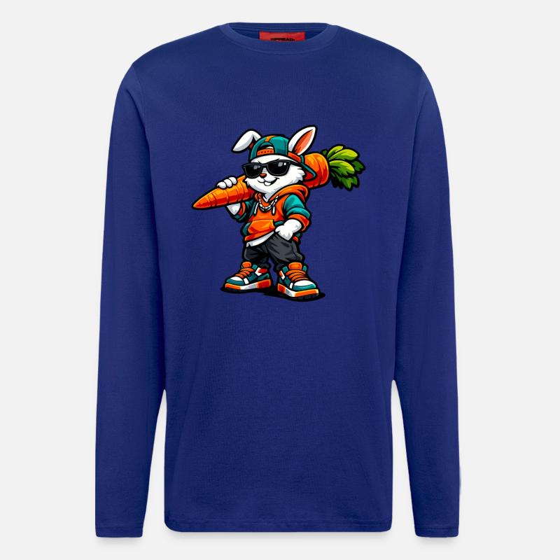 Funny Easter Bunny with Carrot Rabbit - Longsleeve - made by SPREAD  - Iconic Blue