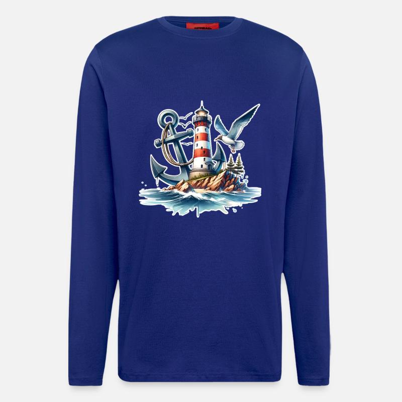 Leuchtturm Anker  - Langarmshirt - made by SPREAD  - Iconic Blue
