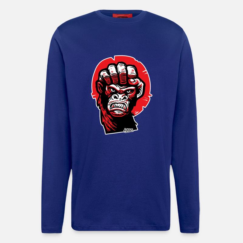 Crimson Gorilla Faust-Kunst - Langarmshirt - made by SPREAD  - Iconic Blue