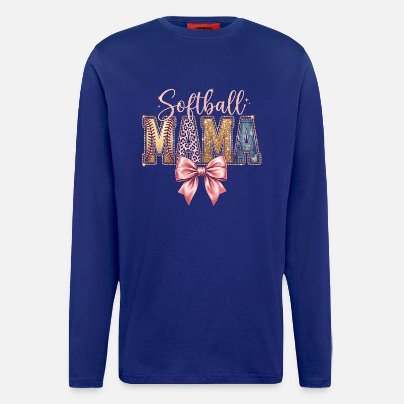 Softball Mama Coquette Leopard Bow - Longsleeve - made by SPREAD  - Iconic Blue