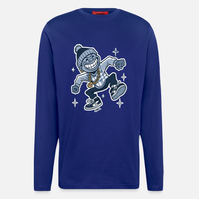 Grinning Rapper with Gold Chain - Longsleeve - made by SPREAD  - Iconic Blue