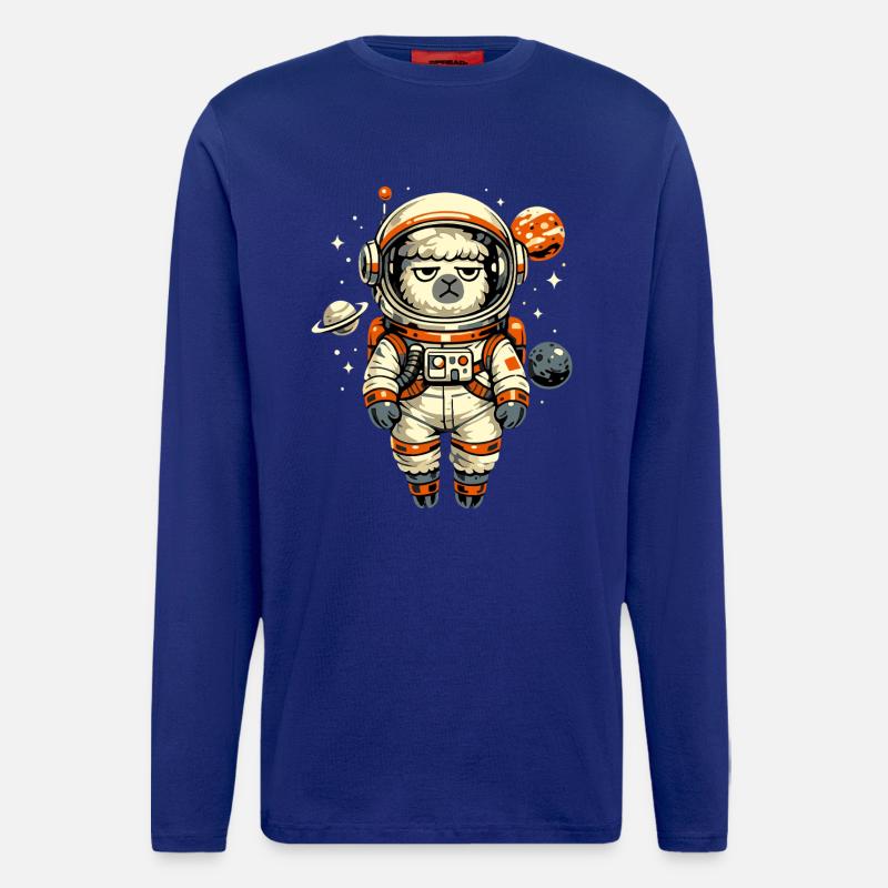 Grumpy Alpaca Astronaut in Space - Longsleeve - made by SPREAD  - Iconic Blue