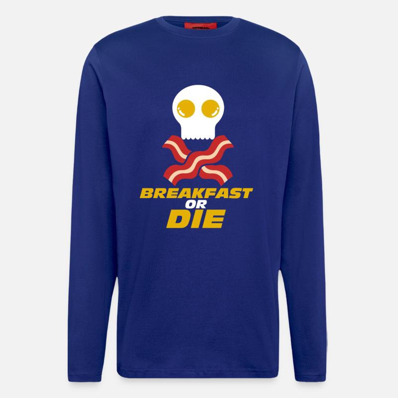Frühstück oder Totenkopf-Speck-Ei - Langarmshirt - made by SPREAD  - Iconic Blue