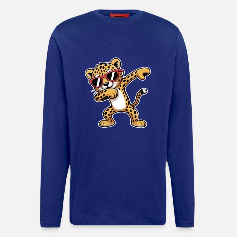 Leopard mit Sonnenbrillen Tanz - Langarmshirt - made by SPREAD - Iconic Blue