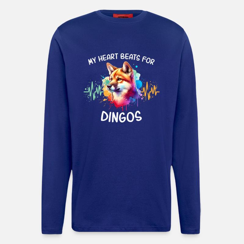 Australischer Wildhund Herzlinie - Langarmshirt - made by SPREAD  - Iconic Blue