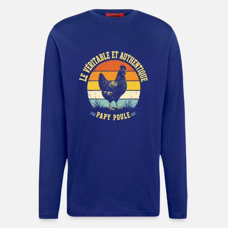 Véritable Et Authentique Papy Poule - Manches longues bio décontracté fabriqué en UE - Iconic Blue