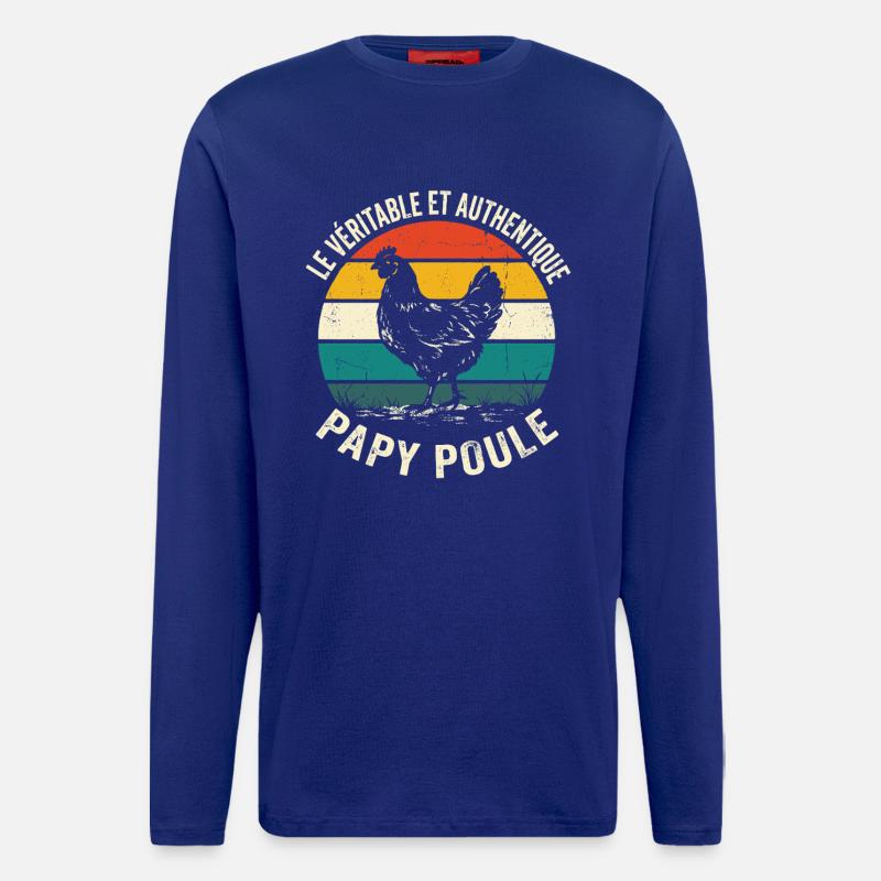 Véritable Et Authentique Papy Poule - Manches longues bio décontracté fabriqué en UE - Iconic Blue