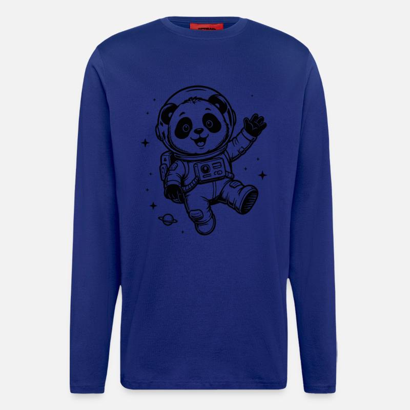 Astronaute Panda : Aventure spatiale - Manches longues bio décontracté fabriqué en UE - Iconic Blue