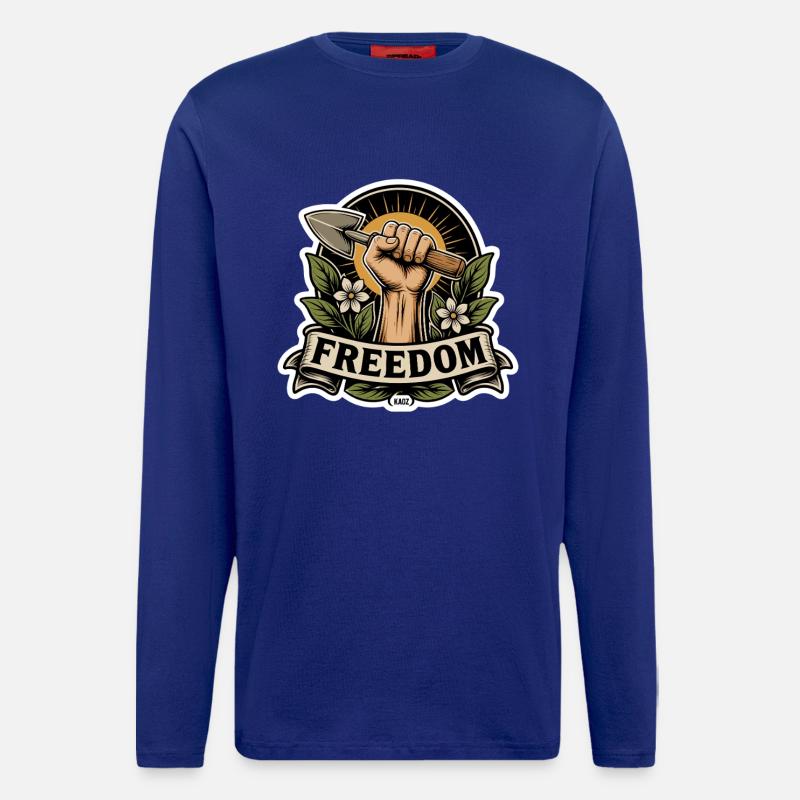 Freiheitsfaust-Emblem mit Schaufel - Langarmshirt - made by SPREAD  - Iconic Blue
