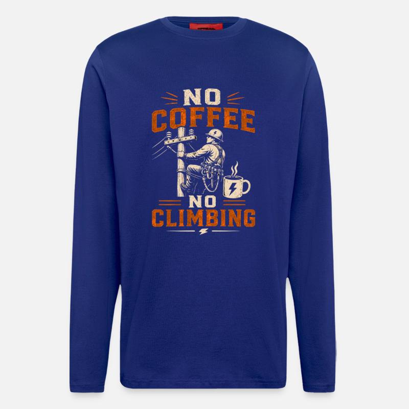 Lineman Kaffee Stromleitung Elektriker - Langarmshirt - made by SPREAD - Iconic Blue