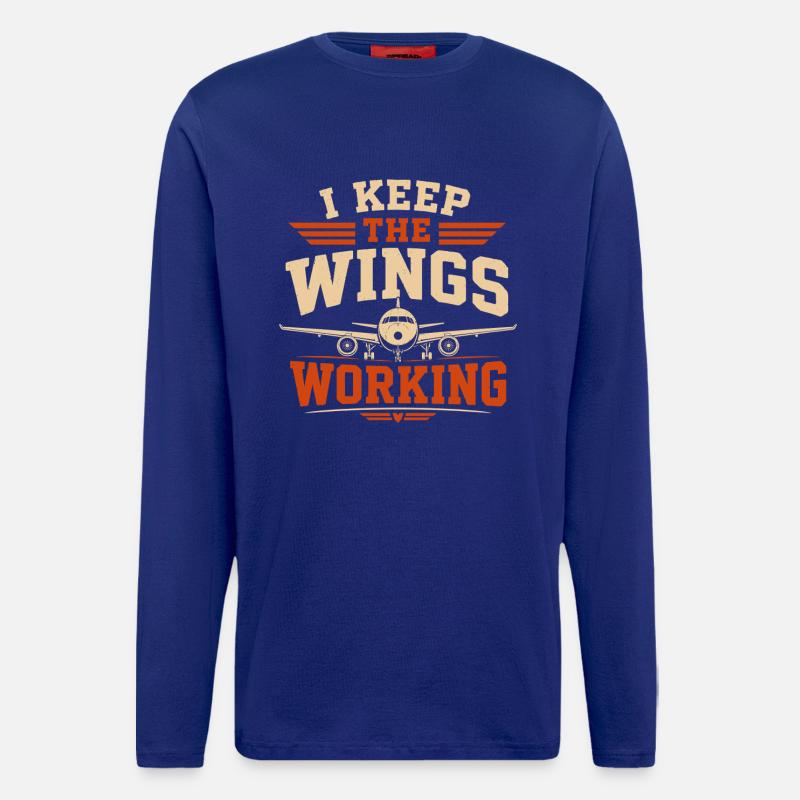 Flugzeug Technik Wartung Und Luftfahrt - Langarmshirt - made by SPREAD  - Iconic Blue