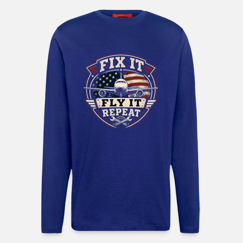 Luftfahrt Wartung Flugzeug Technik Profi - Langarmshirt - made by SPREAD - Iconic Blue