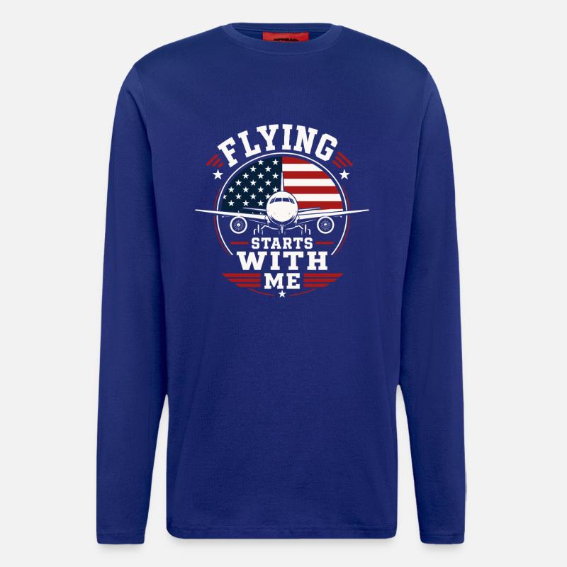 Flugzeug Mechanik Luftfahrt Technik - Langarmshirt - made by SPREAD - Iconic Blue