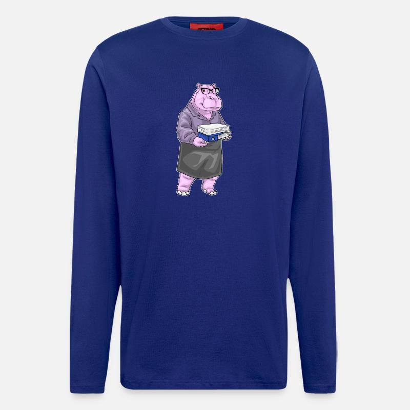 Hippopotamus Secretary Paper Stack Office - Longsleeve - made by SPREAD  - Iconic Blue