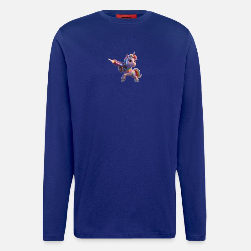 Regenbogen-Einhorn mit Laserpistole - Langarmshirt - made by SPREAD  - Iconic Blue