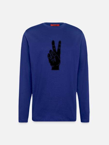 Black hand gesture peace - Longsleeve - made by SPREAD - Iconic Blue
