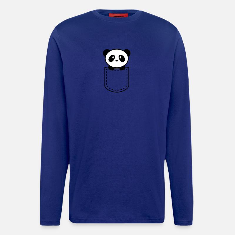 panda dans une poche - Manches longues bio décontracté fabriqué en UE - Iconic Blue