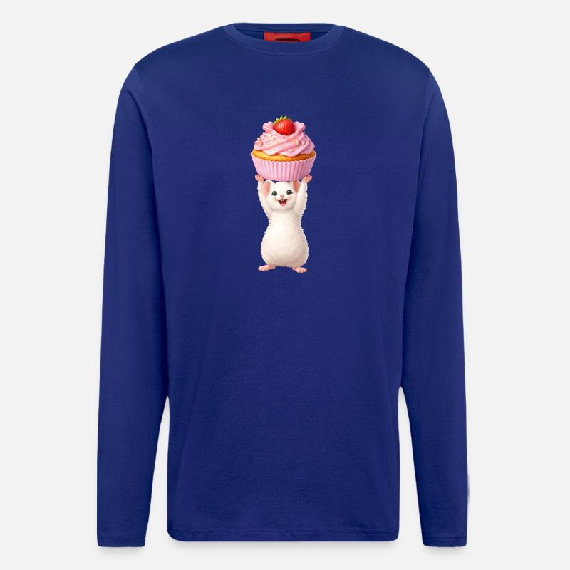 Cute Mouse with Strawberry Cupcake - Longsleeve - made by SPREAD - Iconic Blue