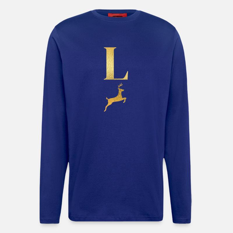 Buchstabe l Goldener Hirsch - Geschenkidee - Langarmshirt - made by SPREAD  - Iconic Blue