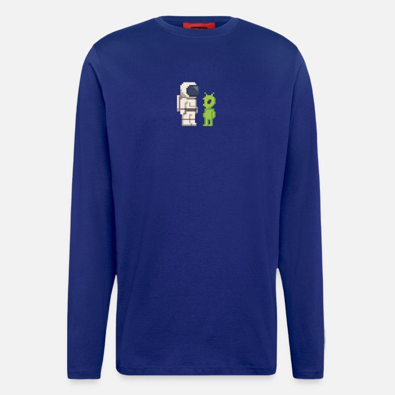 Pixel Astronaut trifft Alien - Langarmshirt - made by SPREAD  - Iconic Blue