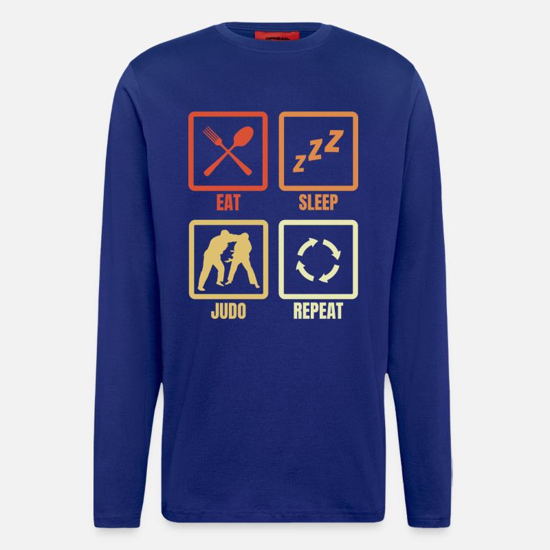 Manger Dormir Judo Répéter - Manches longues bio décontracté fabriqué en UE - Iconic Blue