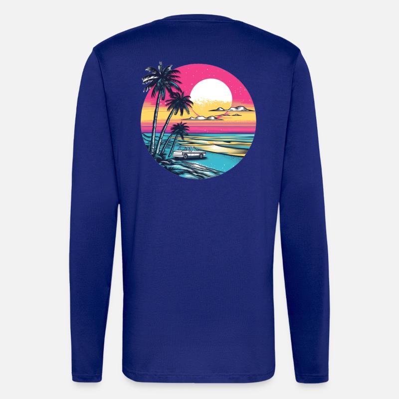 Retro sunset on the beach - Longsleeve - made by SPREAD - Iconic Blue