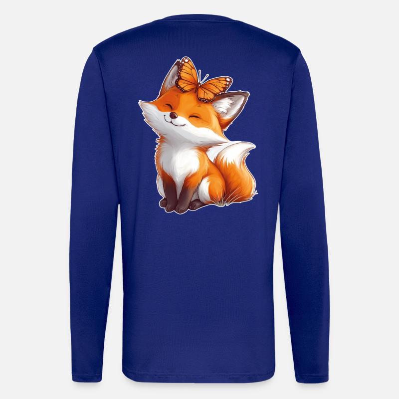 Fuchs mit Schmetterling - Langarmshirt - made by SPREAD  - Iconic Blue