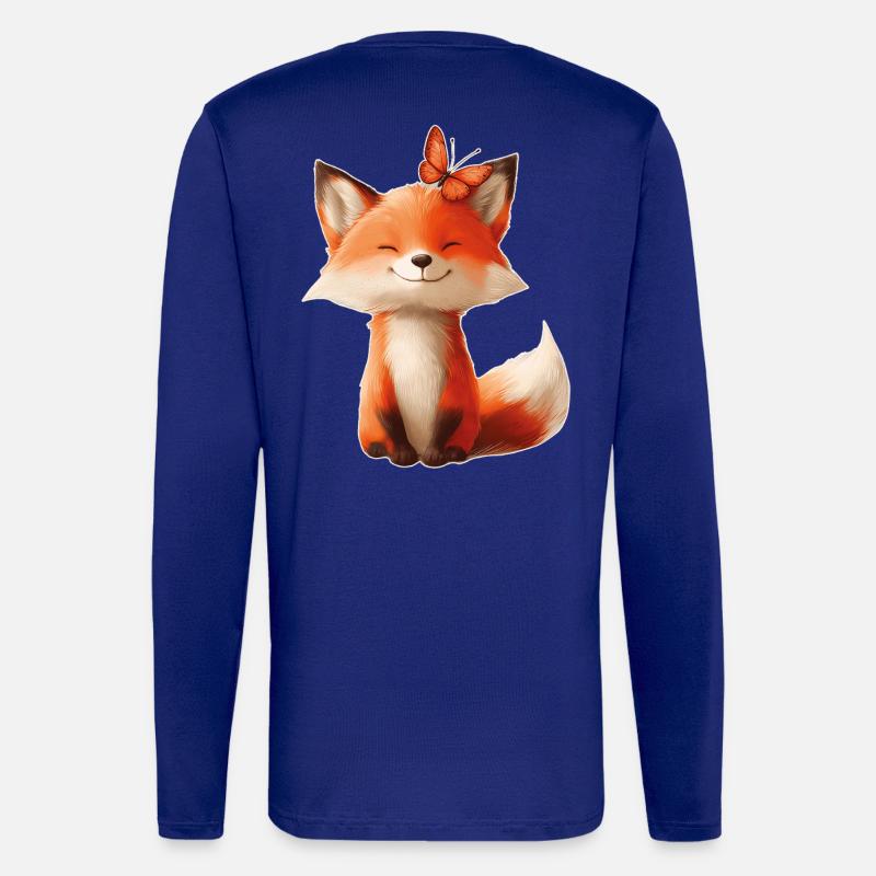 Fuchs mit Schmetterling - Langarmshirt - made by SPREAD  - Iconic Blue