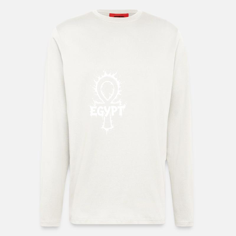 Égypte Ankh Splash - Manches longues bio décontracté fabriqué en UE - OFF WHITE