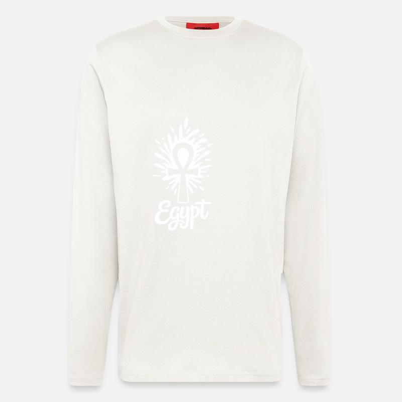 Égypte Ankh Symbole Splash - Manches longues bio décontracté fabriqué en UE - OFF WHITE