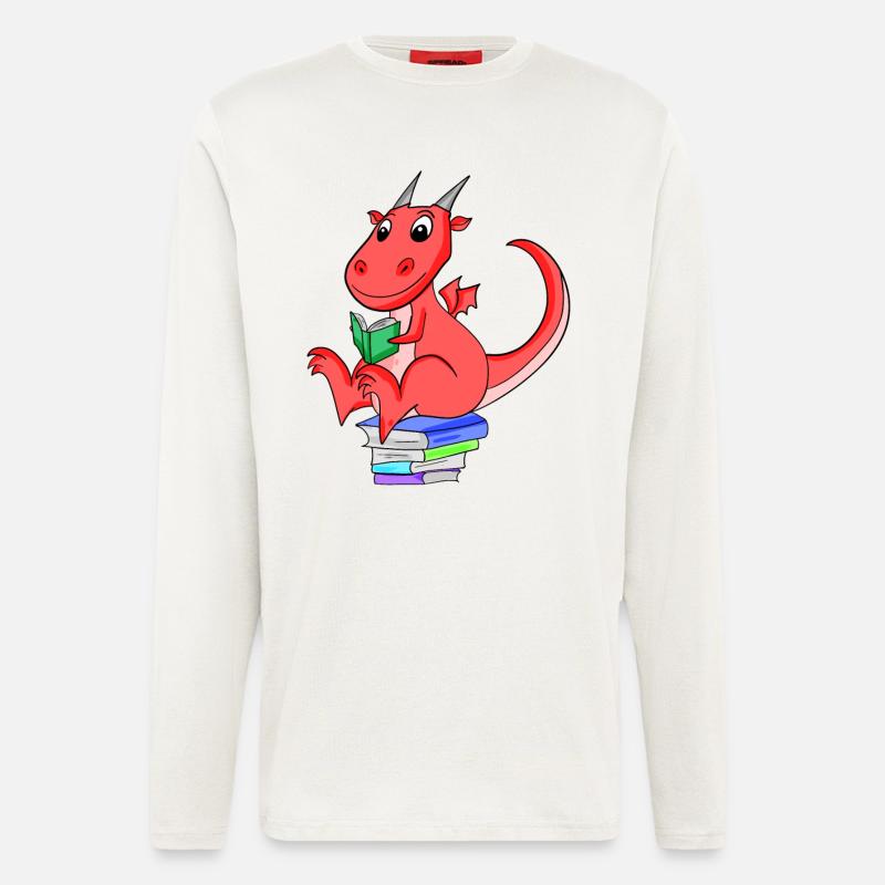 Bücher Drache Drachen - Langarmshirt - made by SPREAD  - OFF WHITE