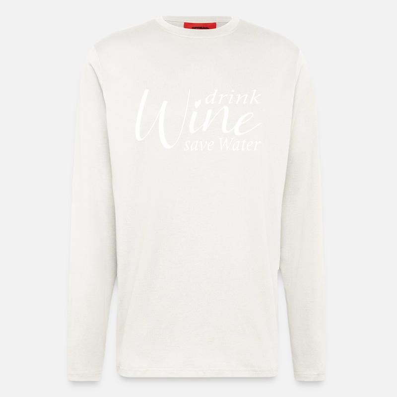 Save water drink wine - Langarmshirt - made by SPREAD  - OFF WHITE