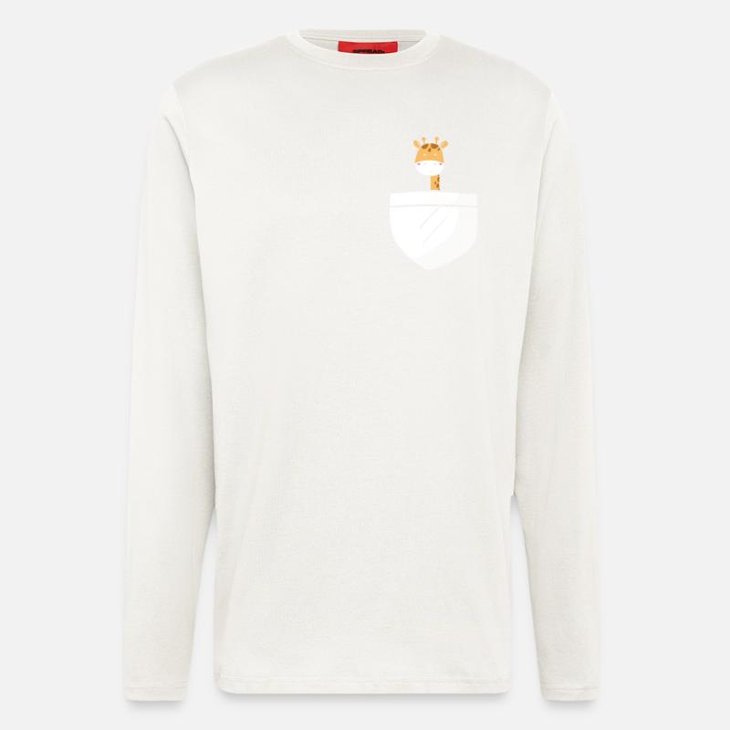 Girafe mignonne - Manches longues bio décontracté fabriqué en UE - OFF WHITE