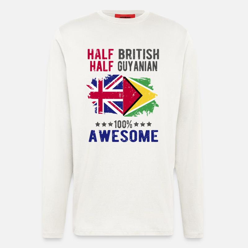 Halb Brite Halb Guyaner - Langarmshirt - made by SPREAD  - OFF WHITE