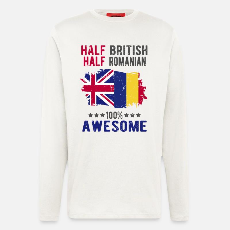 Half British Half Romanian - Longsleeve - made by SPREAD  - OFF WHITE