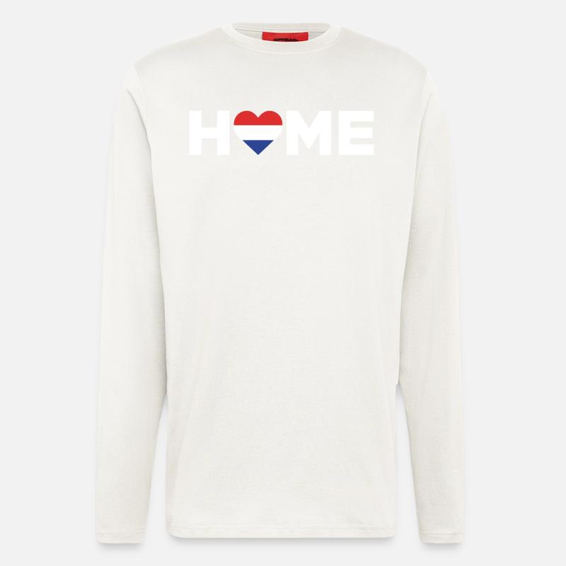 Pays-Bas Accueil Pays-Bas Drapeau - Manches longues bio décontracté fabriqué en UE - OFF WHITE