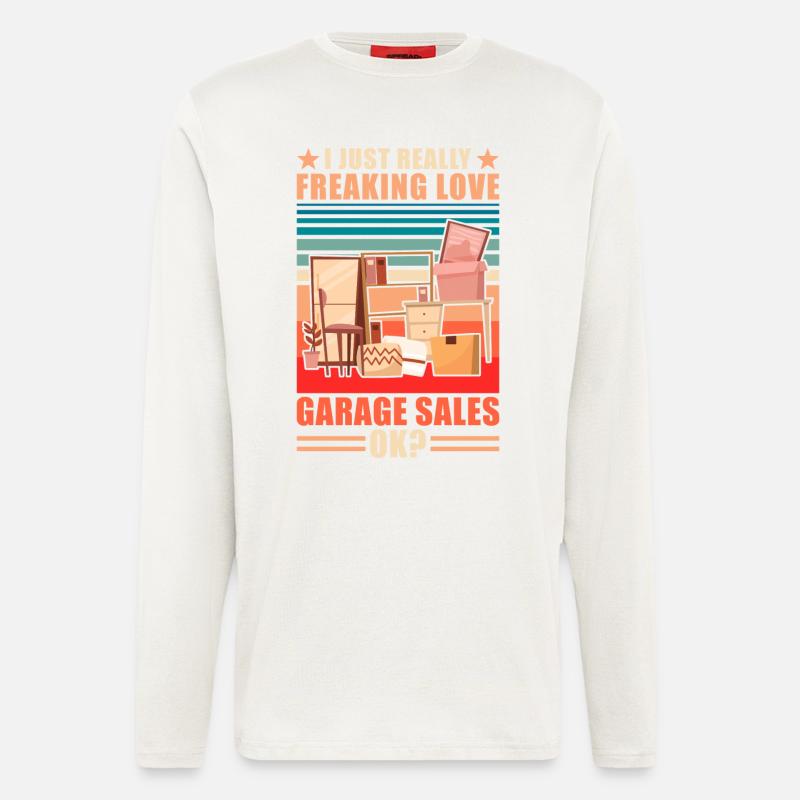 Slogan de vente de garage - Manches longues bio décontracté fabriqué en UE - OFF WHITE