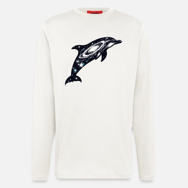 Dolphin Space Galaxy Universe - Longsleeve - made by SPREAD - OFF WHITE
