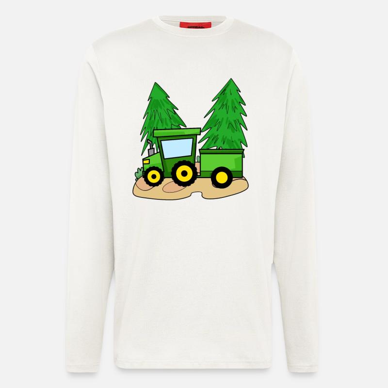 Traktor mit Anhänger - Langarmshirt - made by SPREAD  - OFF WHITE