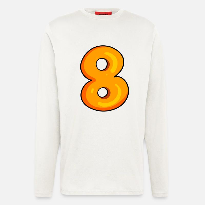 Nummer 8 - Zahl 8 - Langarmshirt - made by SPREAD - OFF WHITE