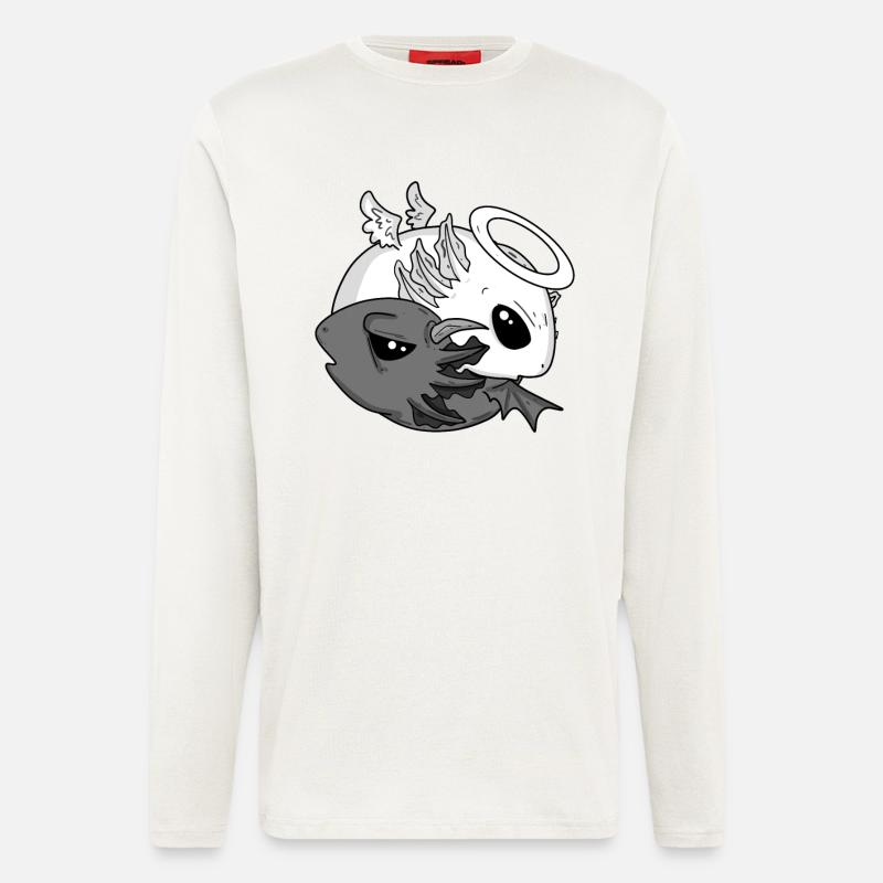 Yin Yang Axolotl Engel Teufel - Langarmshirt - made by SPREAD - OFF WHITE
