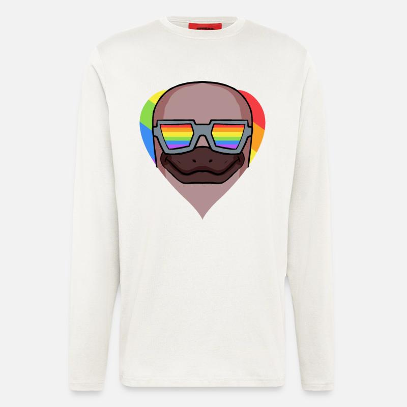 LGBT Tier Schnabeltier Regenbogen - Langarmshirt - made by SPREAD  - OFF WHITE