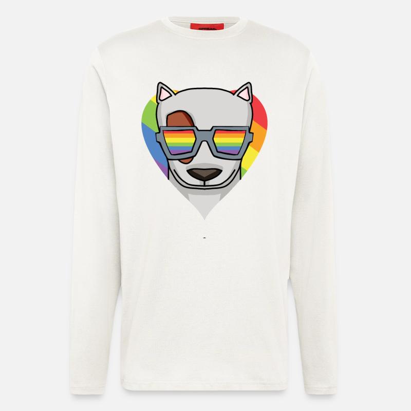 LGBT Hund Bullterrier Regenbogen - Langarmshirt - made by SPREAD - OFF WHITE