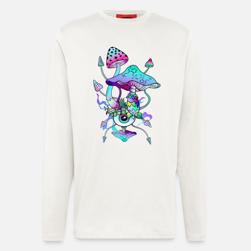 Psytrance Psychedelische Pilze - Langarmshirt - made by SPREAD  - OFF WHITE