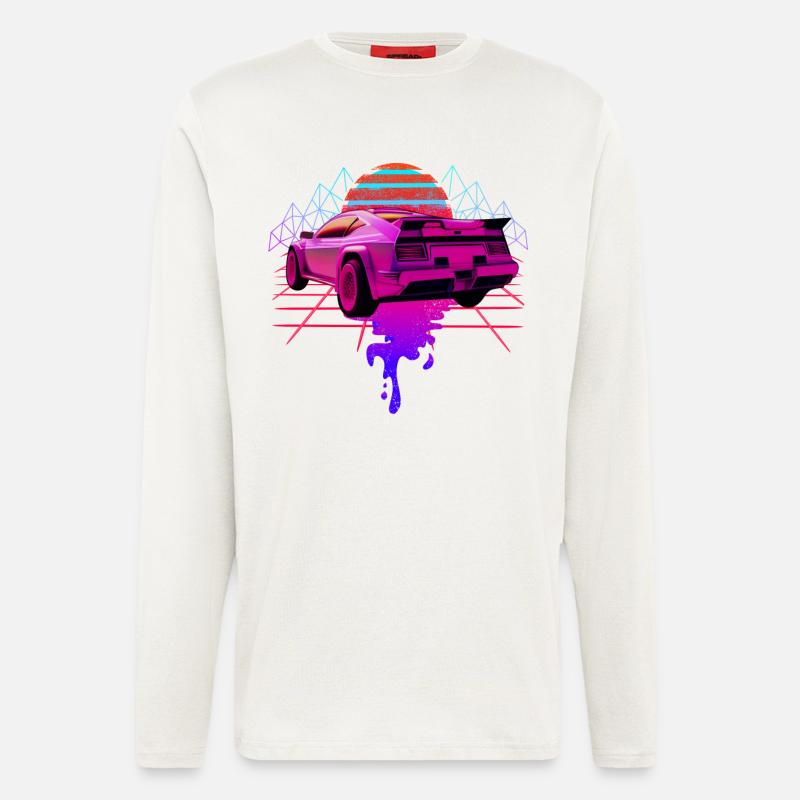 Retro Wave Racing Supercar - Longsleeve - made by SPREAD  - OFF WHITE