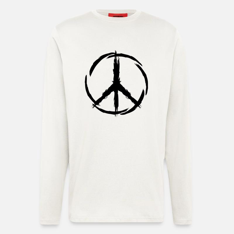 Peace Symbol Frieden - Langarmshirt - made by SPREAD  - OFF WHITE