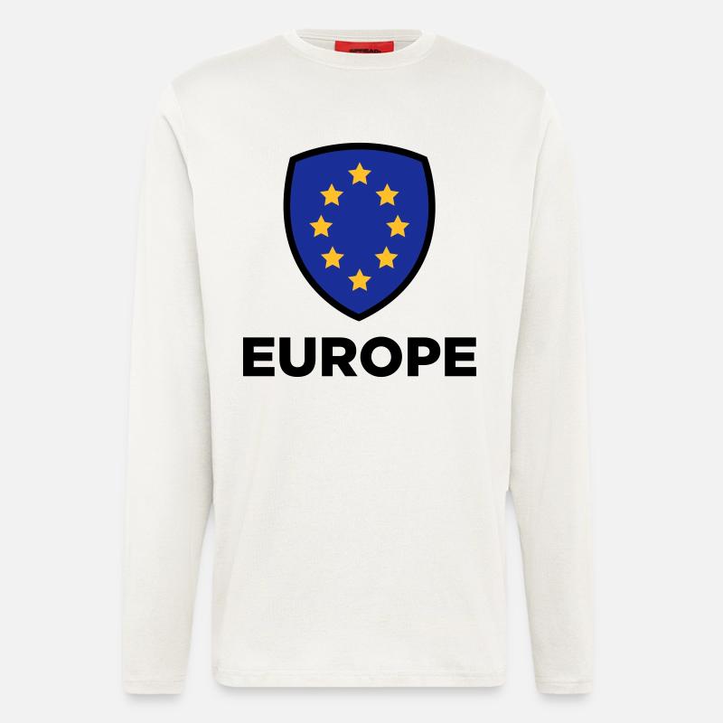 Le drapeau européen Union - Manches longues bio décontracté fabriqué en UE - OFF WHITE