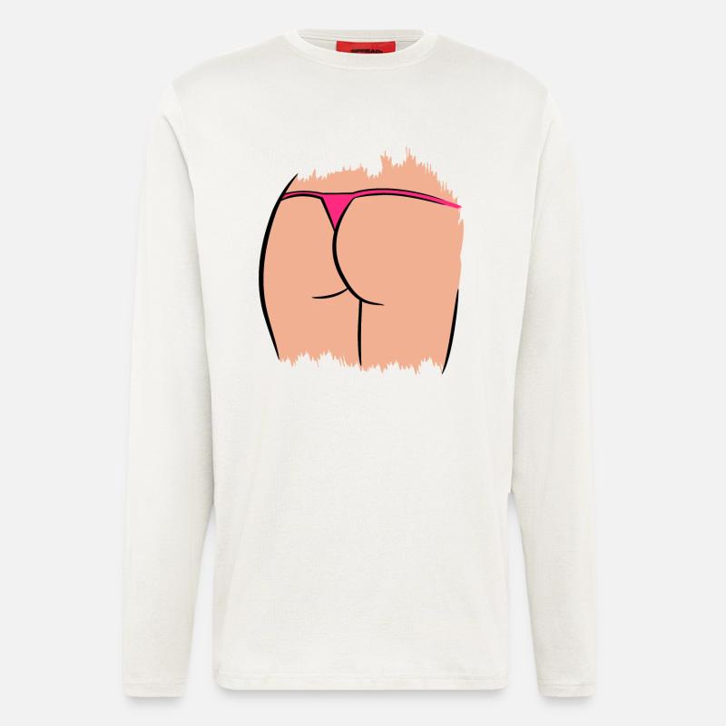 Femme cul drôle avec string - Manches longues bio décontracté fabriqué en UE - OFF WHITE