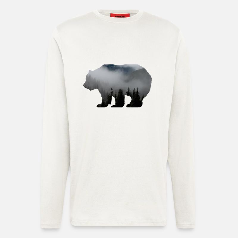 Waldbewohner / Natur Bär Wald Baum - Langarmshirt - made by SPREAD  - OFF WHITE