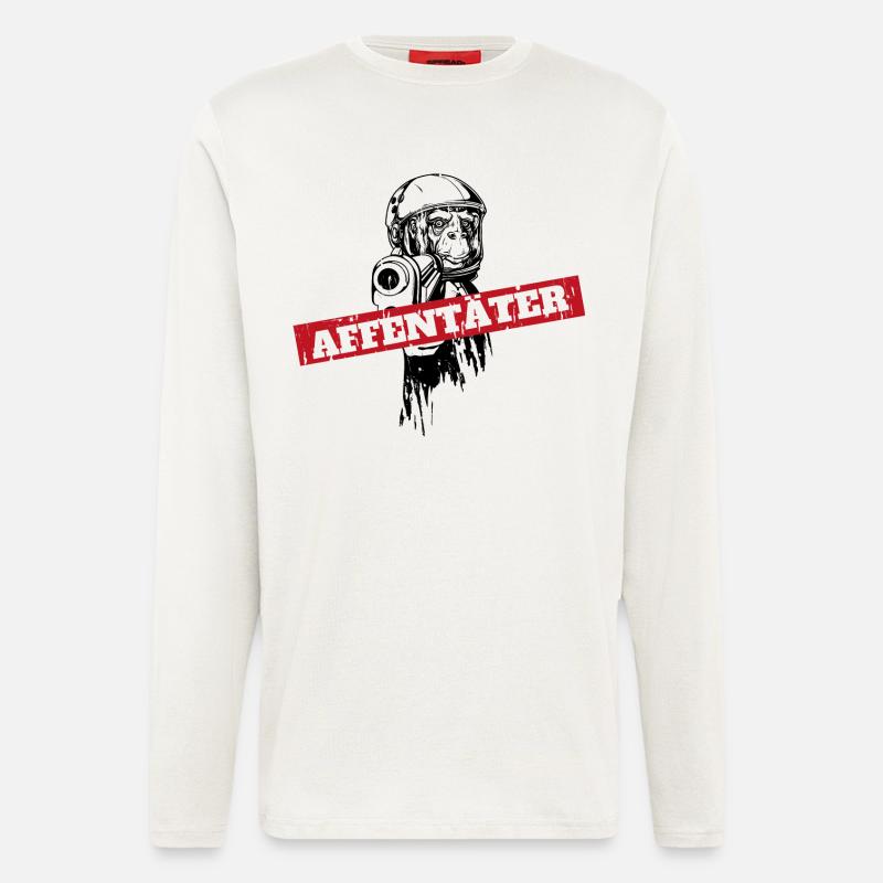 Affe mit Waffe und zielt - Langarmshirt - made by SPREAD - OFF WHITE